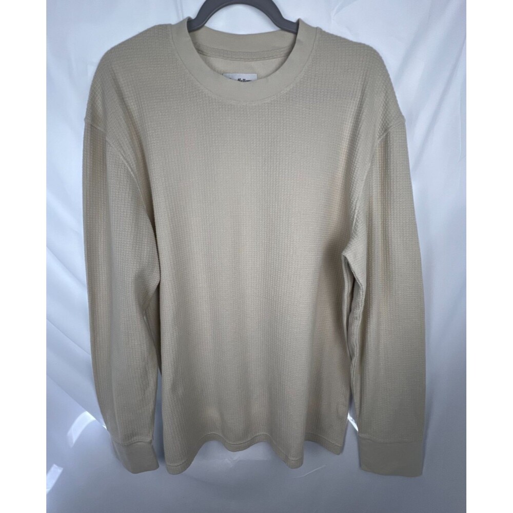 Goodfellow & CO Men’s Large Beige Waffle Knit Thermal Long Sleeve Shirt
